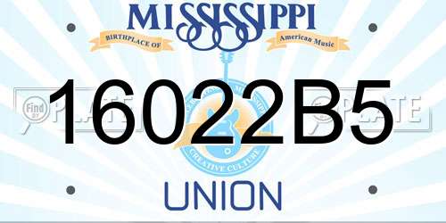 16022B5 Mississippi License Plate