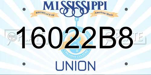 16022B8 Mississippi License Plate