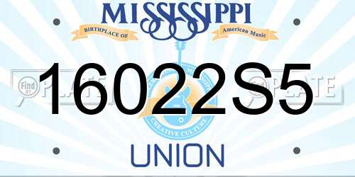 16022S5 Mississippi License Plate