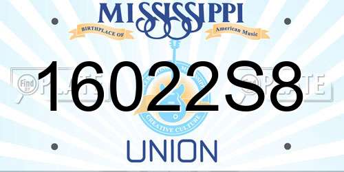 16022S8 Mississippi License Plate