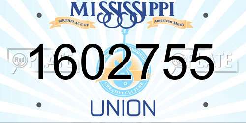 1602755 Mississippi License Plate