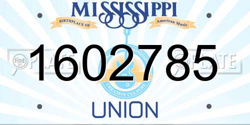 1602785 Mississippi License Plate