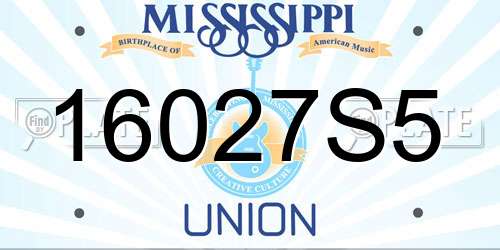 16027S5 Mississippi License Plate