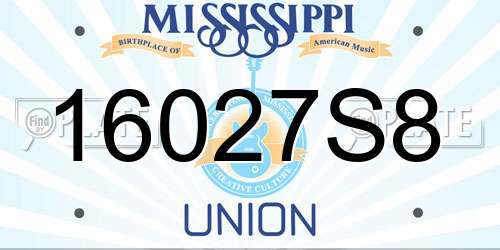 16027S8 Mississippi License Plate
