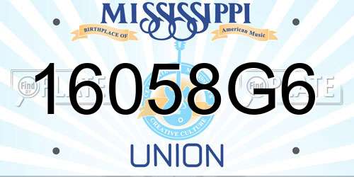 16058G6 Mississippi License Plate