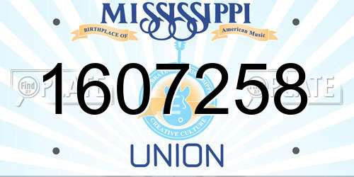 1607258 Mississippi License Plate