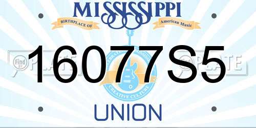 16077S5 Mississippi License Plate