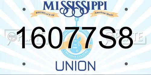 16077S8 Mississippi License Plate