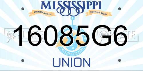 16085G6 Mississippi License Plate