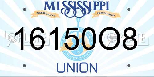 16150O8 Mississippi License Plate