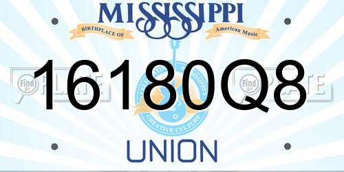 16180Q8 Mississippi License Plate