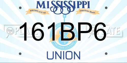 161BP6 Mississippi License Plate