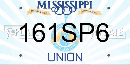 161SP6 Mississippi License Plate