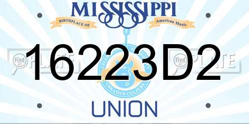 16223D2 Mississippi License Plate