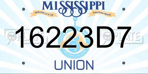 16223D7 Mississippi License Plate