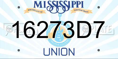 16273D7 Mississippi License Plate