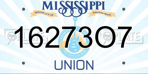 16273O7 Mississippi License Plate