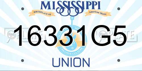 16331G5 Mississippi License Plate