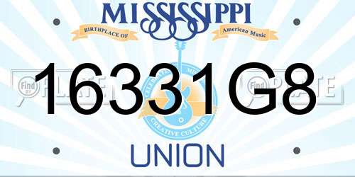 16331G8 Mississippi License Plate