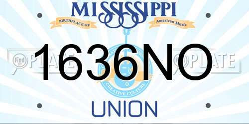 1636NO Mississippi License Plate