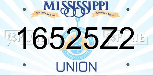 16525Z2 Mississippi License Plate