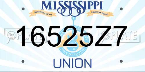 16525Z7 Mississippi License Plate