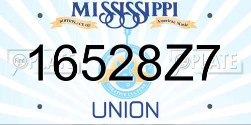 16528Z7 Mississippi License Plate