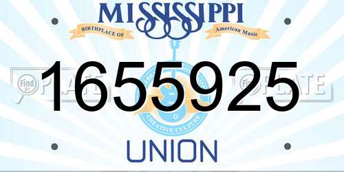 1655925 Mississippi License Plate