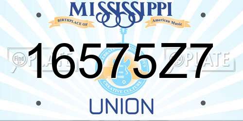 16575Z7 Mississippi License Plate