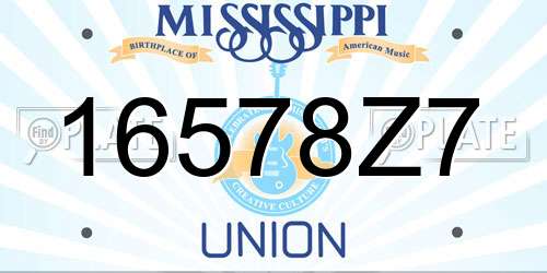 16578Z7 Mississippi License Plate