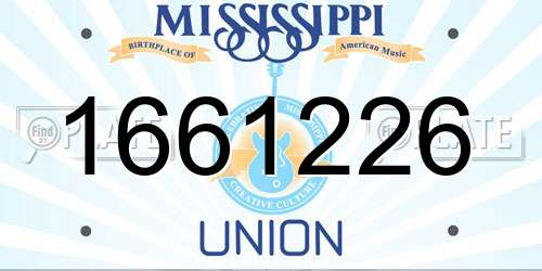 1661226 Mississippi License Plate