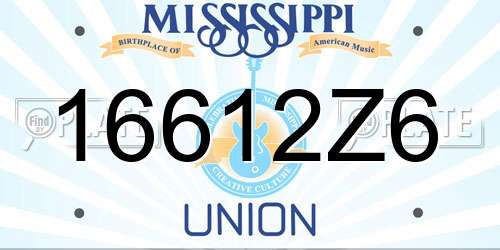 16612Z6 Mississippi License Plate
