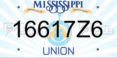 16617Z6 Mississippi License Plate