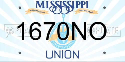 1670NO Mississippi License Plate