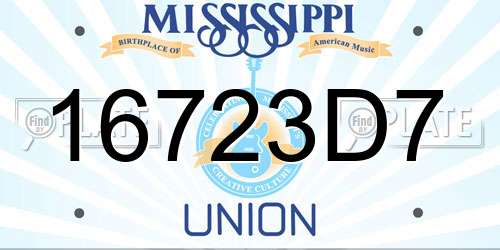 16723D7 Mississippi License Plate
