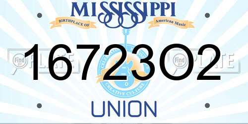 16723O2 Mississippi License Plate