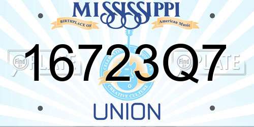 16723Q7 Mississippi License Plate