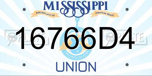 16766D4 Mississippi License Plate