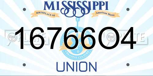 16766O4 Mississippi License Plate