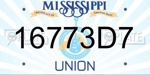 16773D7 Mississippi License Plate