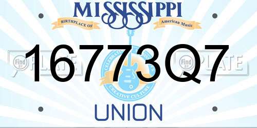 16773Q7 Mississippi License Plate