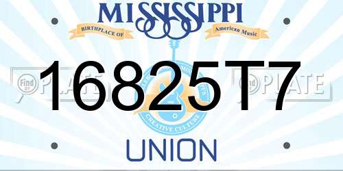 16825T7 Mississippi License Plate