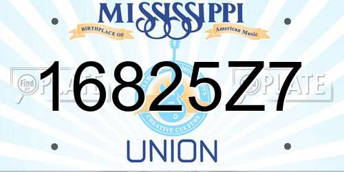 16825Z7 Mississippi License Plate