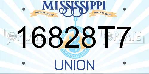 16828T7 Mississippi License Plate