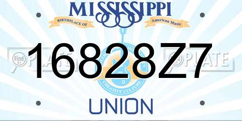 16828Z7 Mississippi License Plate