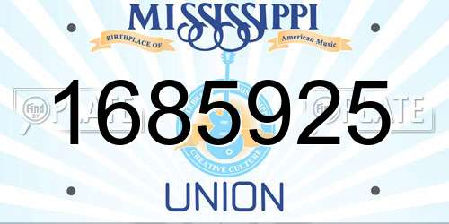 1685925 Mississippi License Plate