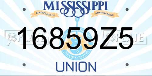 16859Z5 Mississippi License Plate