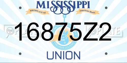 16875Z2 Mississippi License Plate