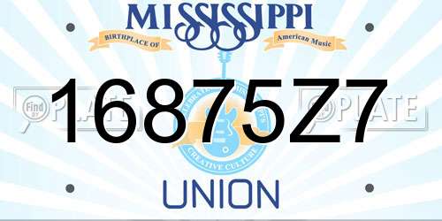 16875Z7 Mississippi License Plate