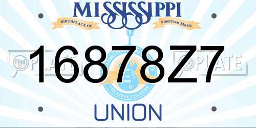 16878Z7 Mississippi License Plate